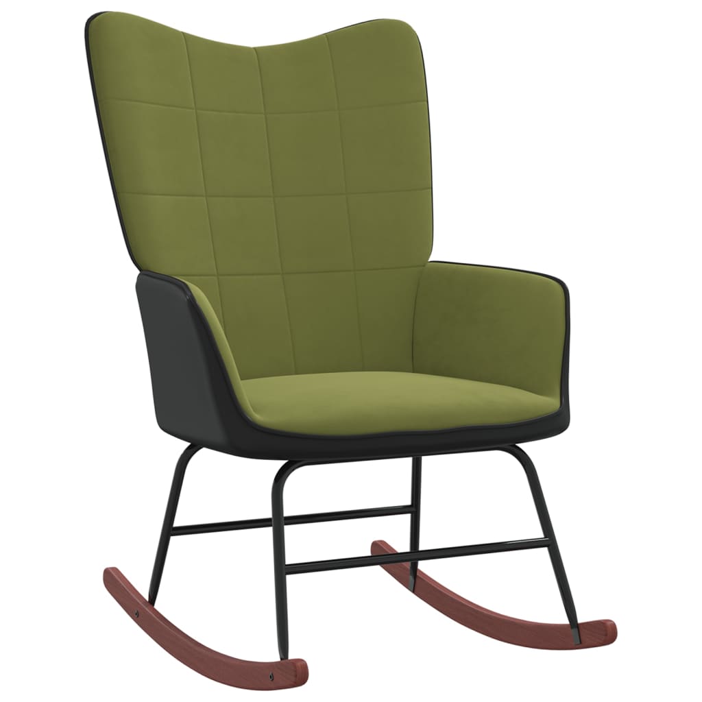 vidaXL Chaise à bascule Vert clair Velours et PVC