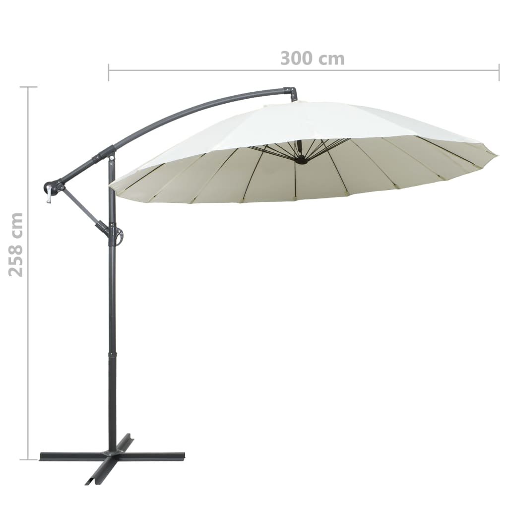 vidaXL Parasol suspendu Blanc 3 m Aluminium