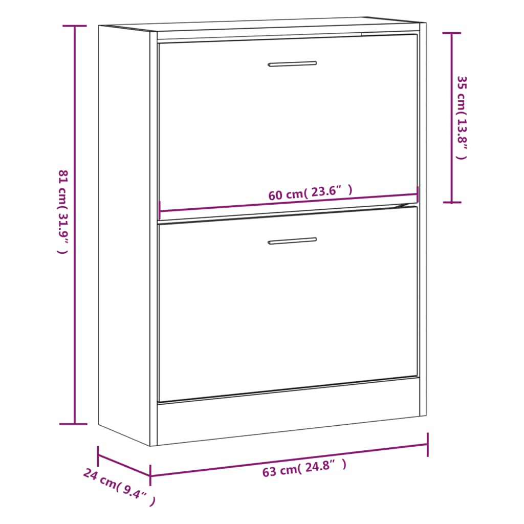 vidaXL Armoire à chaussures Gris béton 63x24x81 cm Bois d'ingénierie