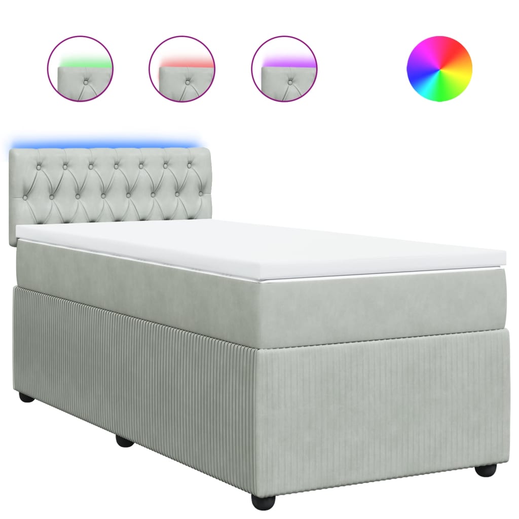 vidaXL Sommier à lattes de lit et matelas Gris clair 90x190 cm Velours