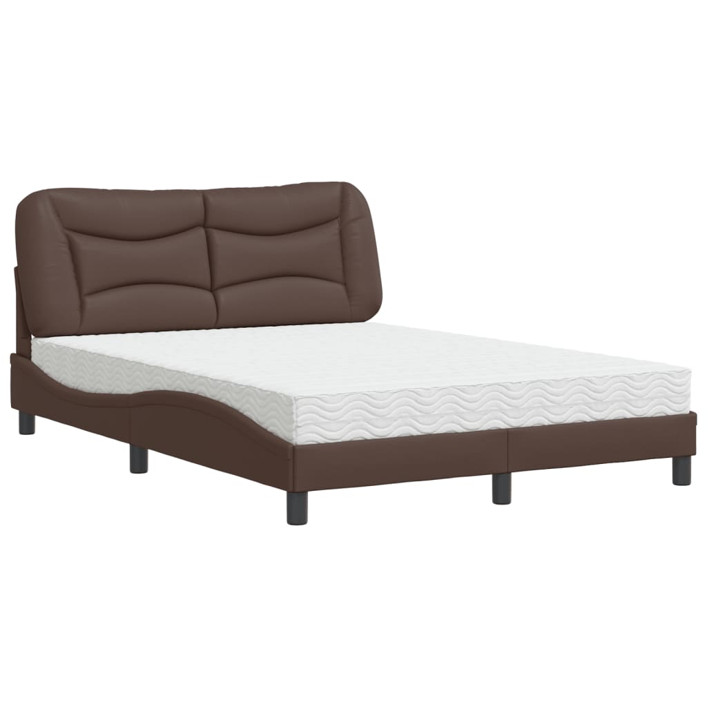 vidaXL Lit avec matelas marron 140x200 cm similicuir