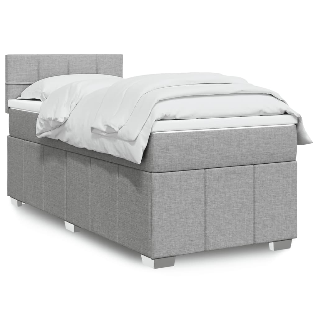 vidaXL Sommier à lattes de lit avec matelas Gris clair 90x200 cm Tissu