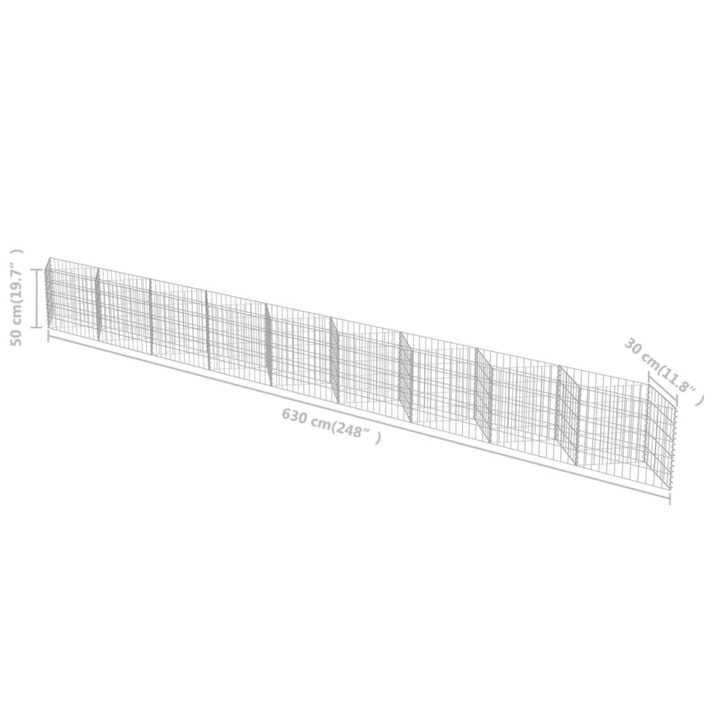 vidaXL Mur de gabion Acier galvanisé 630x30x50 cm