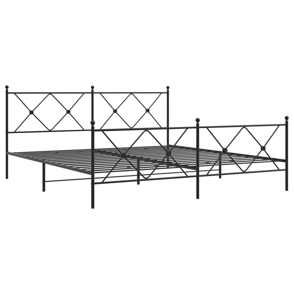 vidaXL Cadre de lit métal avec tête de lit/pied de lit noir 180x200 cm