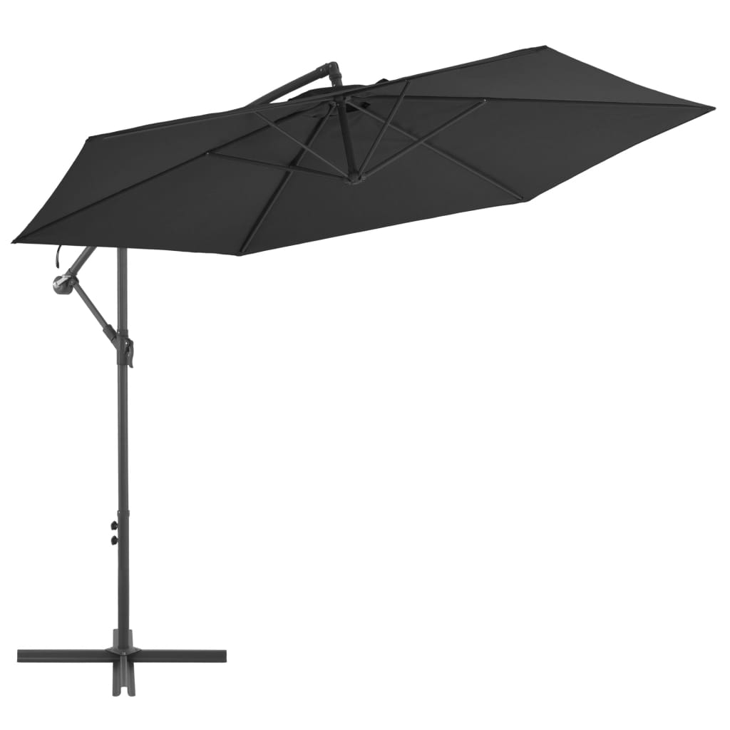 vidaXL Parasol déporté avec mât en aluminium 300 cm Noir