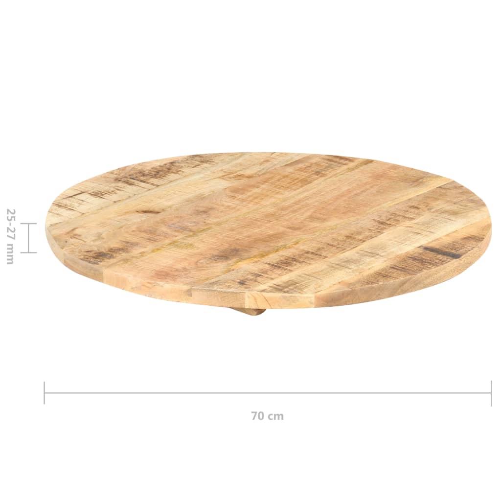 vidaXL Dessus de table Bois de manguier solide Rond 25-27 mm 70 cm