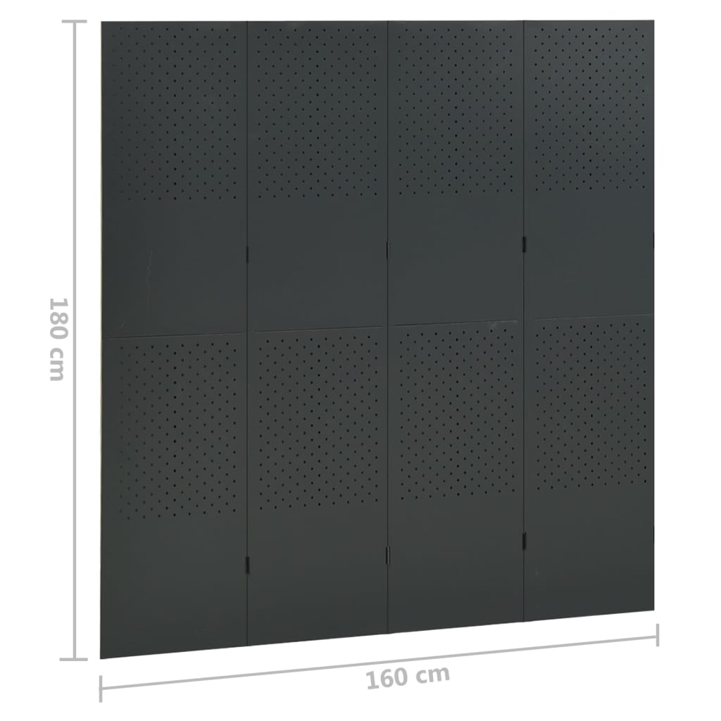 vidaXL Cloisons de séparation 4 panneaux 2 pcs Anthracite 160x180 cm