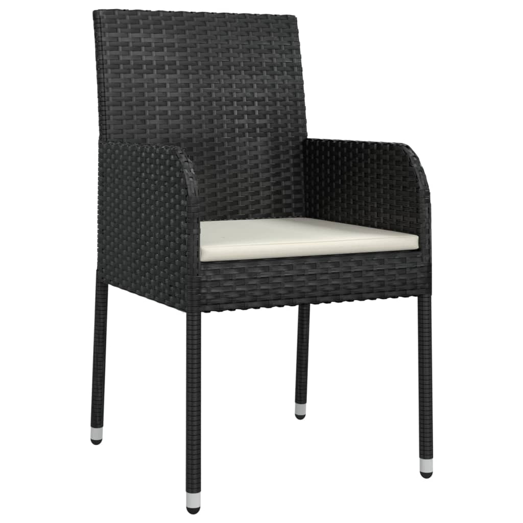 vidaXL Chaises de jardin lot de 2 avec coussins Résine tressée Noir