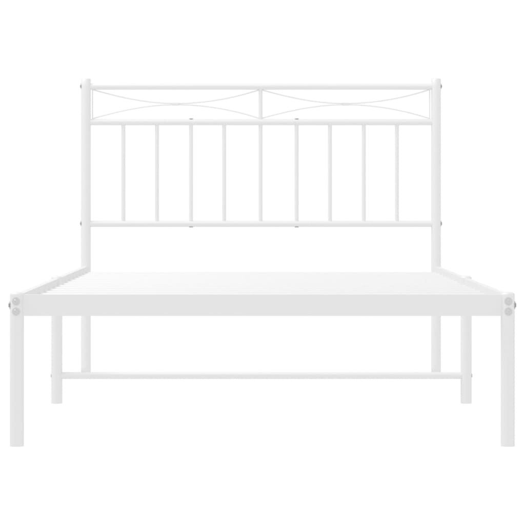 vidaXL Cadre de lit métal sans matelas et tête de lit blanc 107x203 cm