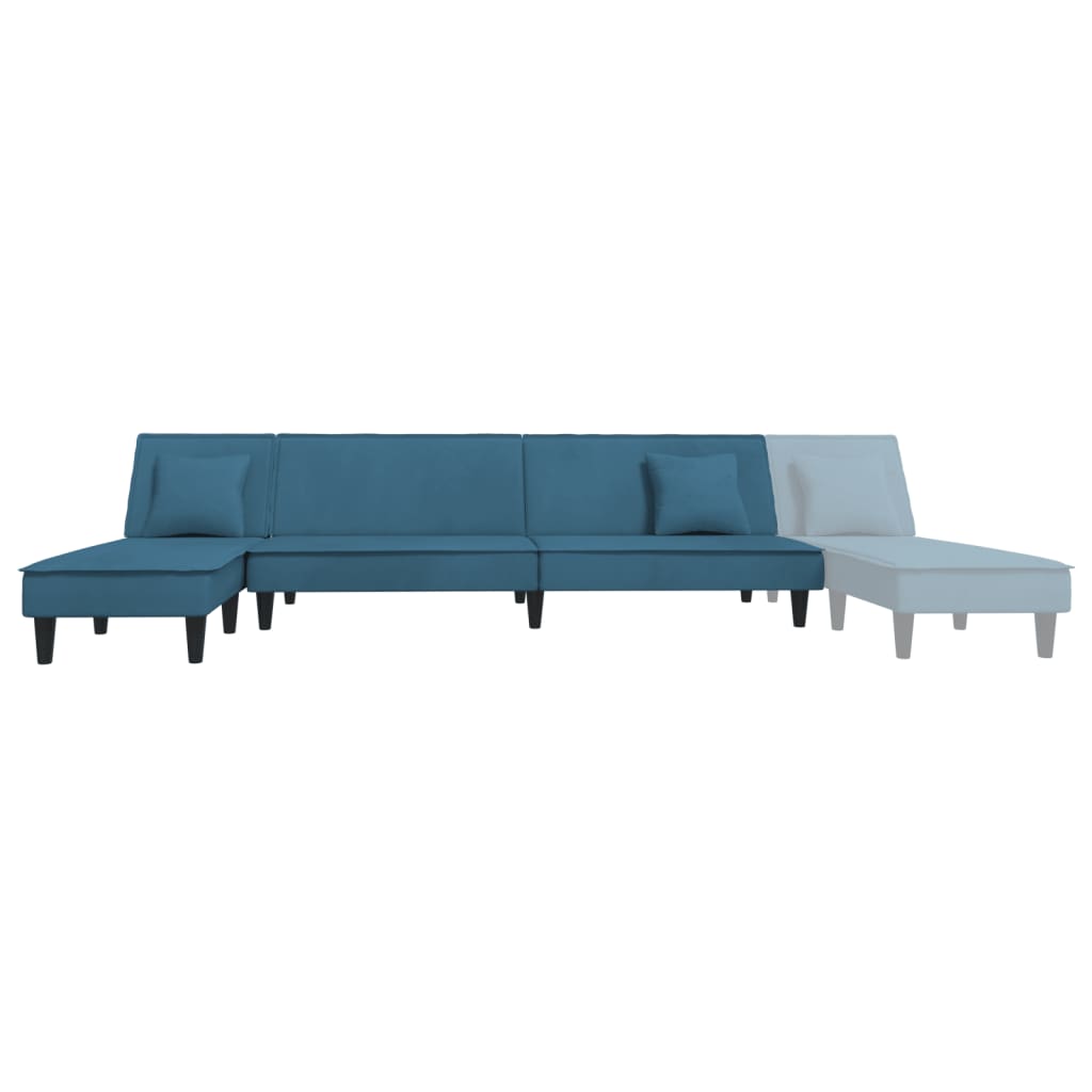 vidaXL Canapé-lit en forme de L bleu 255x140x70 cm velours