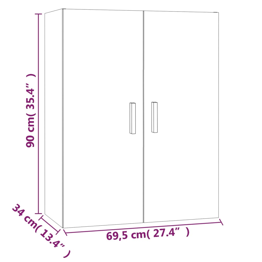 vidaXL Armoire murale suspendue Sonoma gris 69,5x34x90 cm