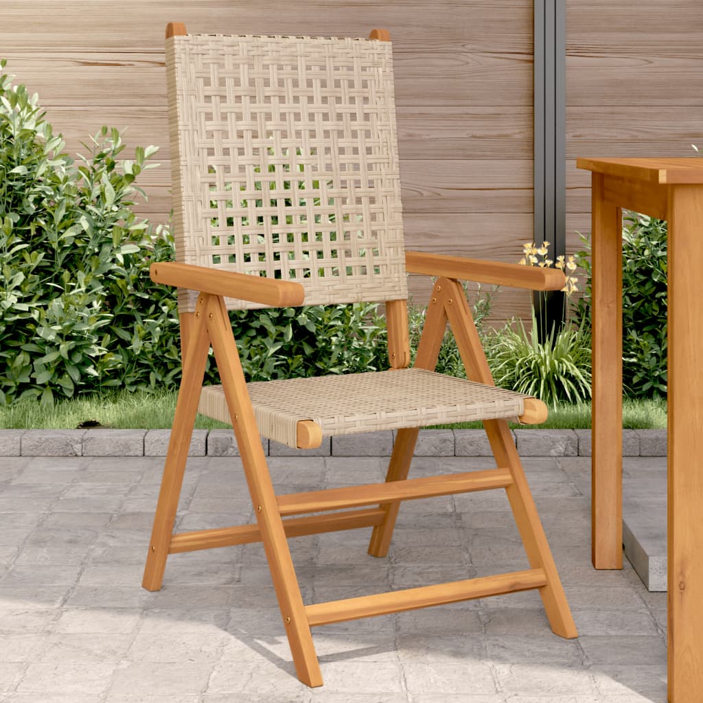 vidaXL Chaises de jardin lot de 2 beige bois massif d'acacia et rotin