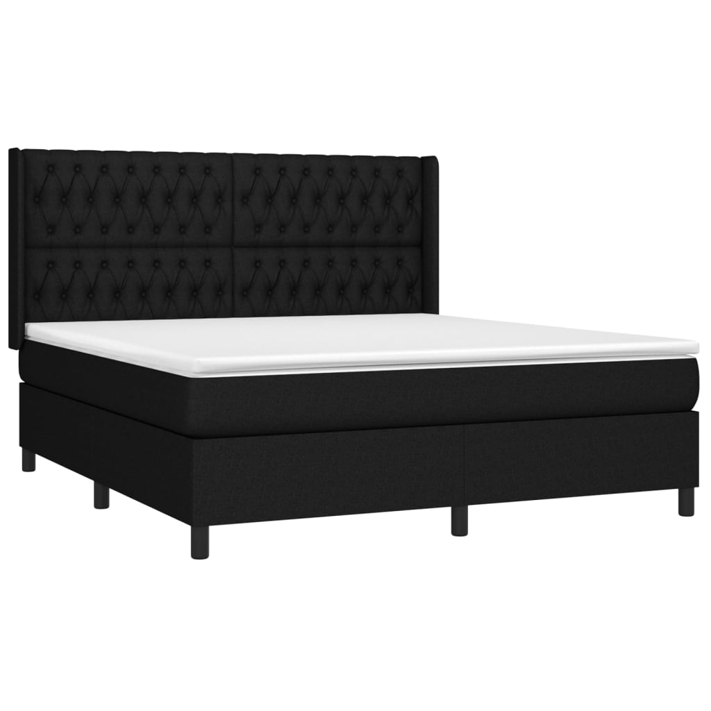 vidaXL Sommier à lattes de lit matelas et LED Noir 180x200 cm Tissu