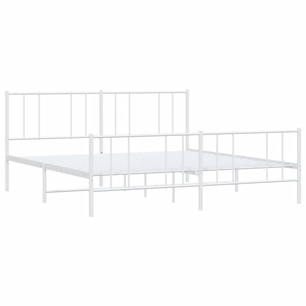 vidaXL Cadre de lit métal sans matelas et pied de lit blanc 200x200 cm