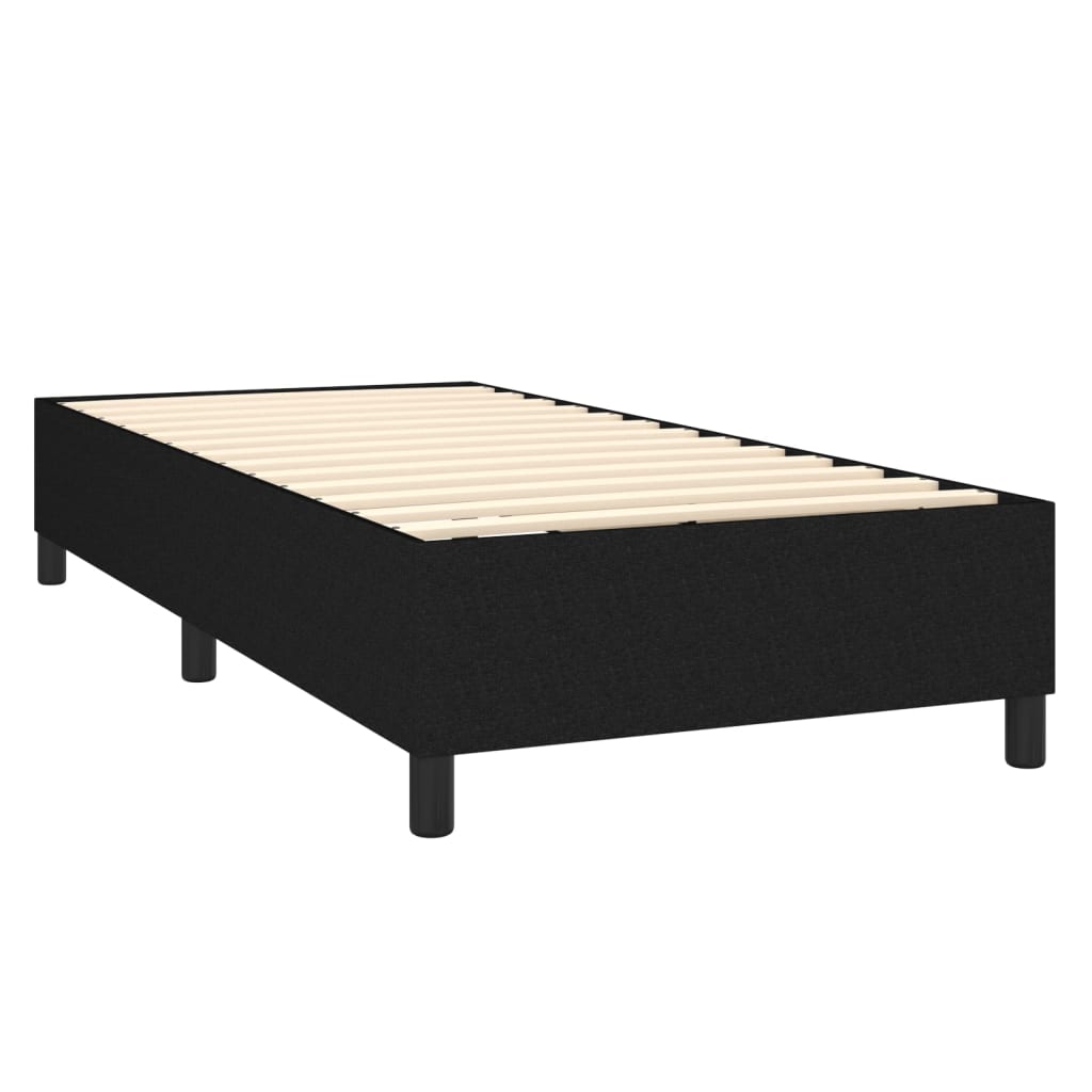 vidaXL Sommier à lattes de lit avec matelas Noir 90x200 cm Tissu