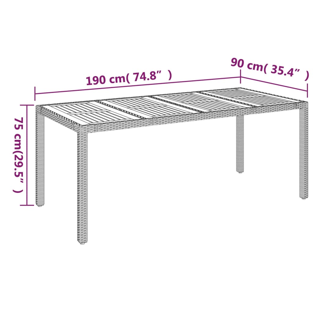 vidaXL Ensemble à manger jardin et coussins 7 pcs gris rotin