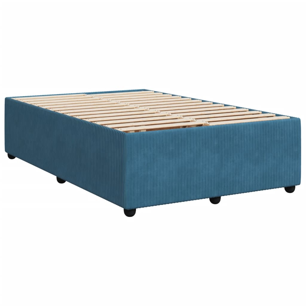 vidaXL Sommier à lattes de lit et matelas bleu foncé 120x190cm velours