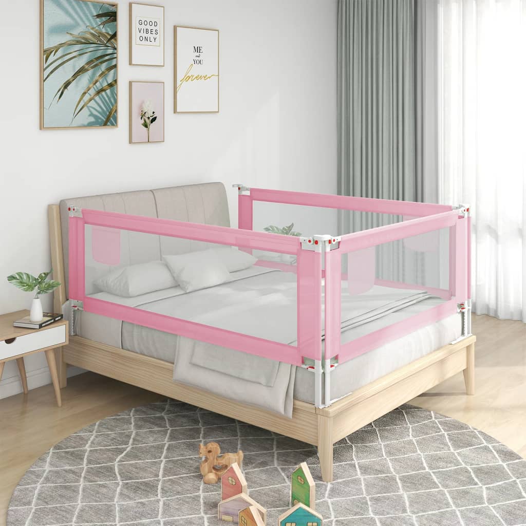 vidaXL Barrière de sécurité de lit d'enfant Rose 150x25 cm Tissu