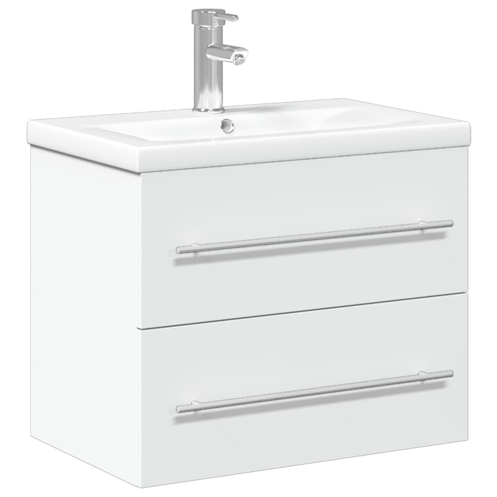 vidaXL Armoire lavabo de salle de bain avec bassin intégré blanc