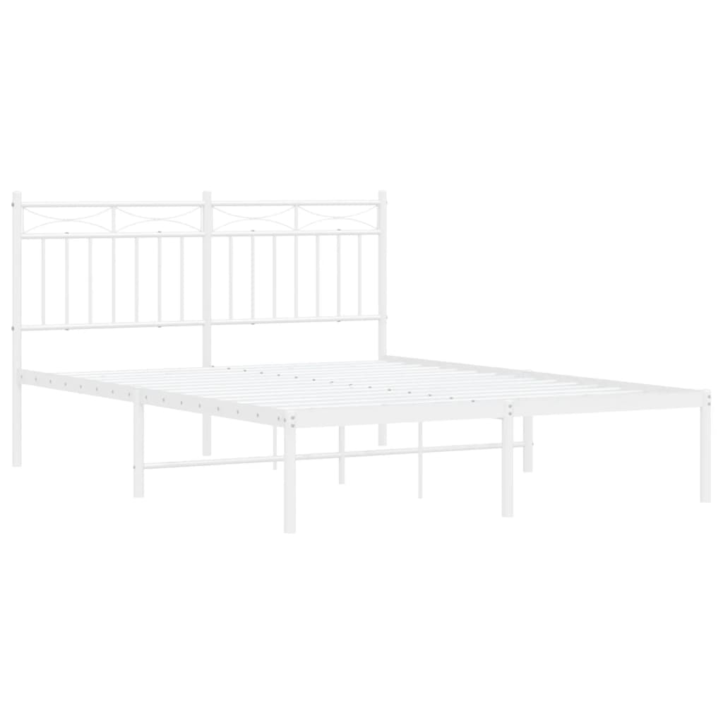 vidaXL Cadre de lit métal sans matelas et tête de lit blanc 135x190 cm