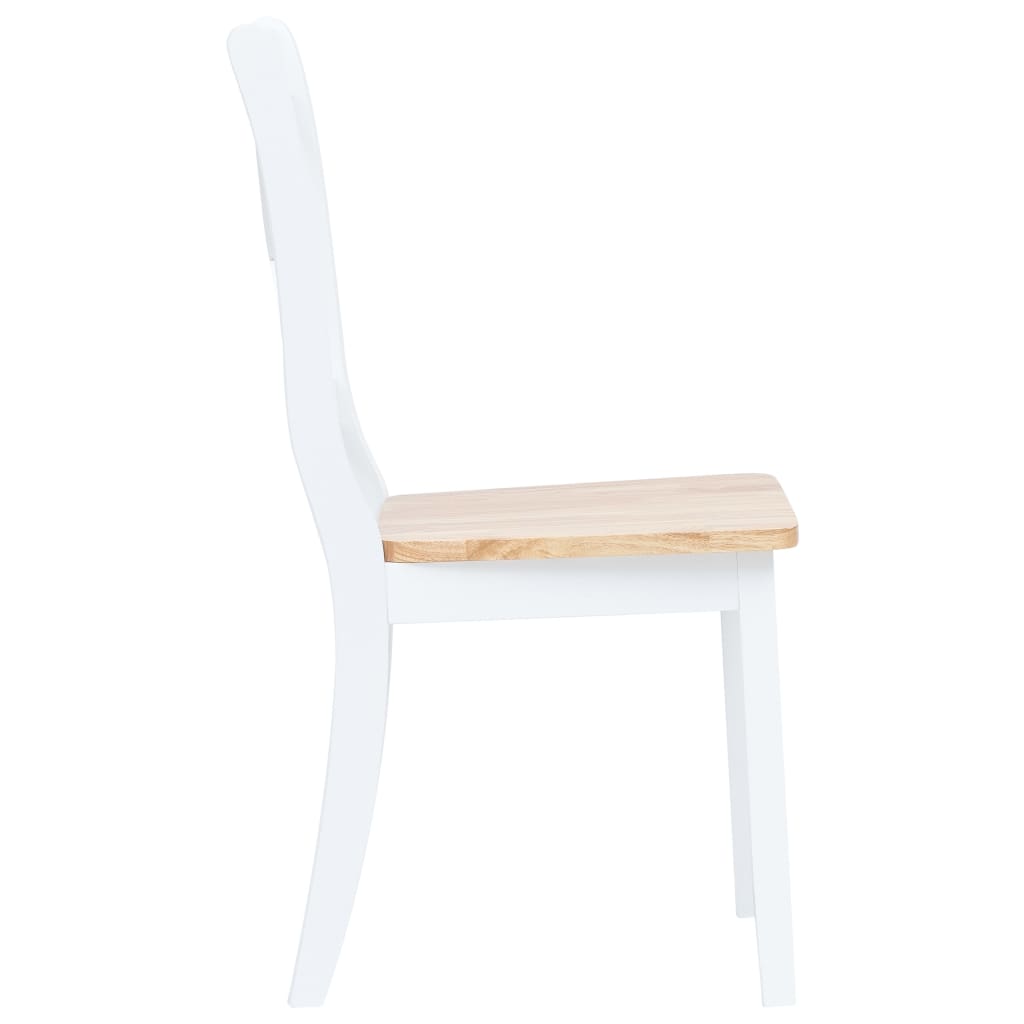 vidaXL Chaises à manger lot de 2 blanc et naturel bois hévéa massif