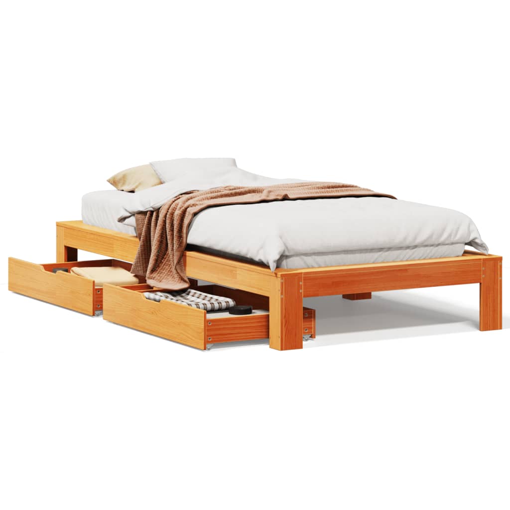 vidaXL Cadre de lit sans matelas cire marron 75x190 cm bois pin massif