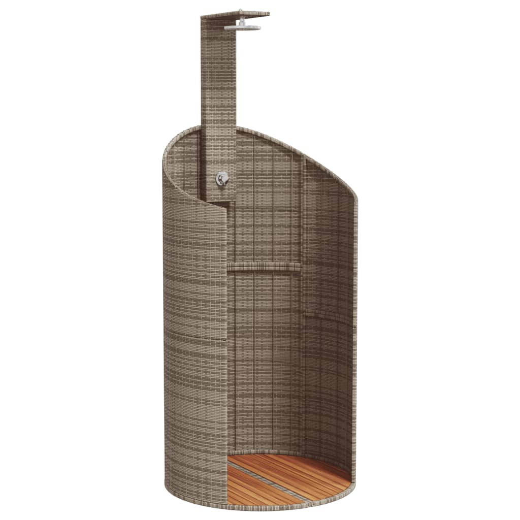 vidaXL Douche d'extérieur gris 100x100x241,5 cm poly rotin bois acacia