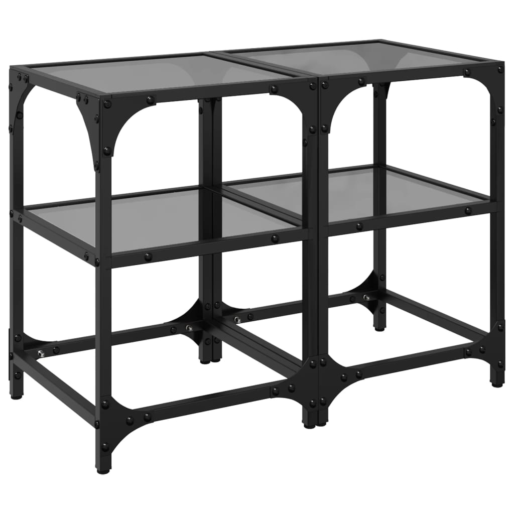 vidaXL Tables basses avec dessus en verre noir 2 pcs 30x30x45 cm acier