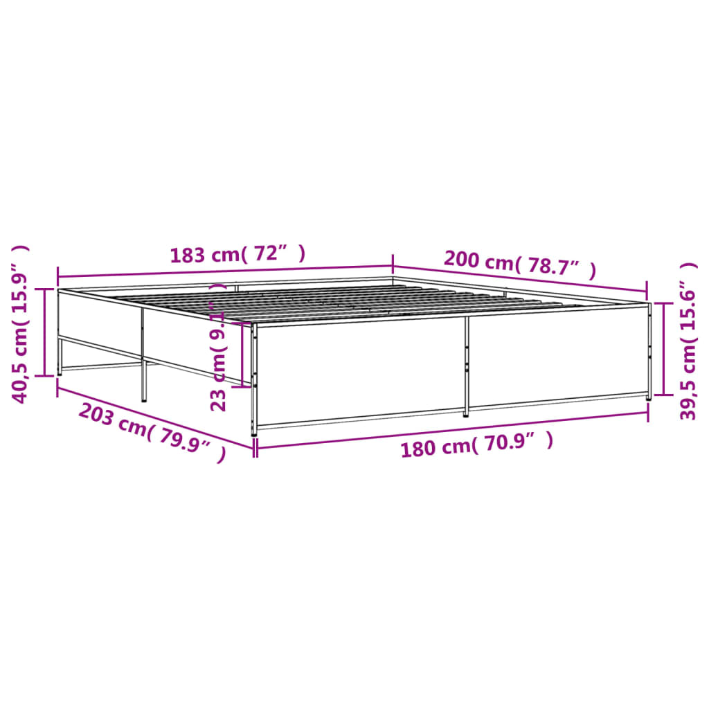 vidaXL Cadre de lit sans matelas chêne sonoma 180x200 cm