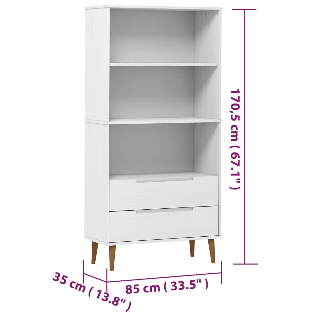 vidaXL Bibliothèque MOLDE Blanc 85x35x170,5 cm Bois massif de pin