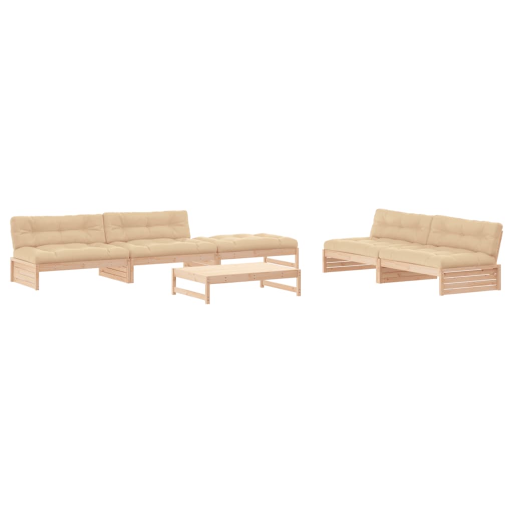 vidaXL Salon de jardin 6 pcs avec coussins bois massif