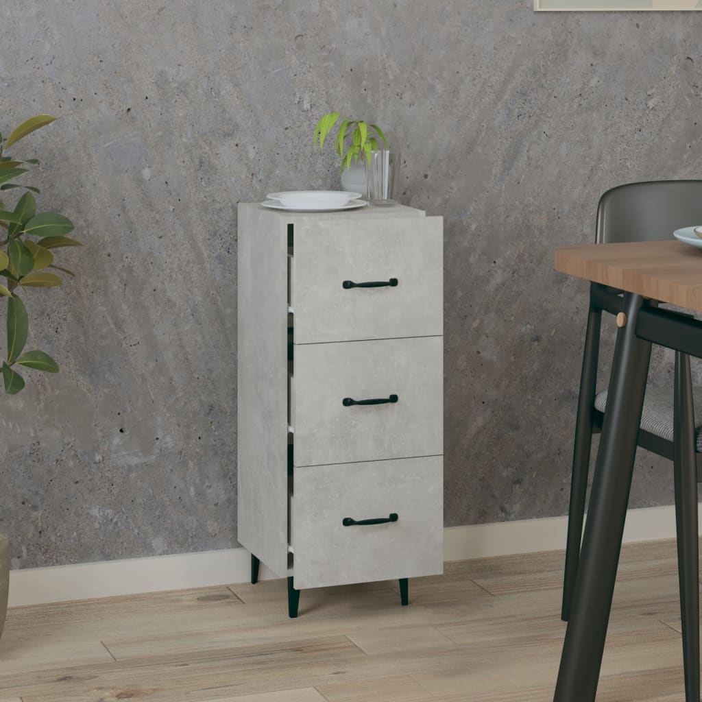 vidaXL Buffet Gris béton 34,5x34x90 cm Bois d'ingénierie