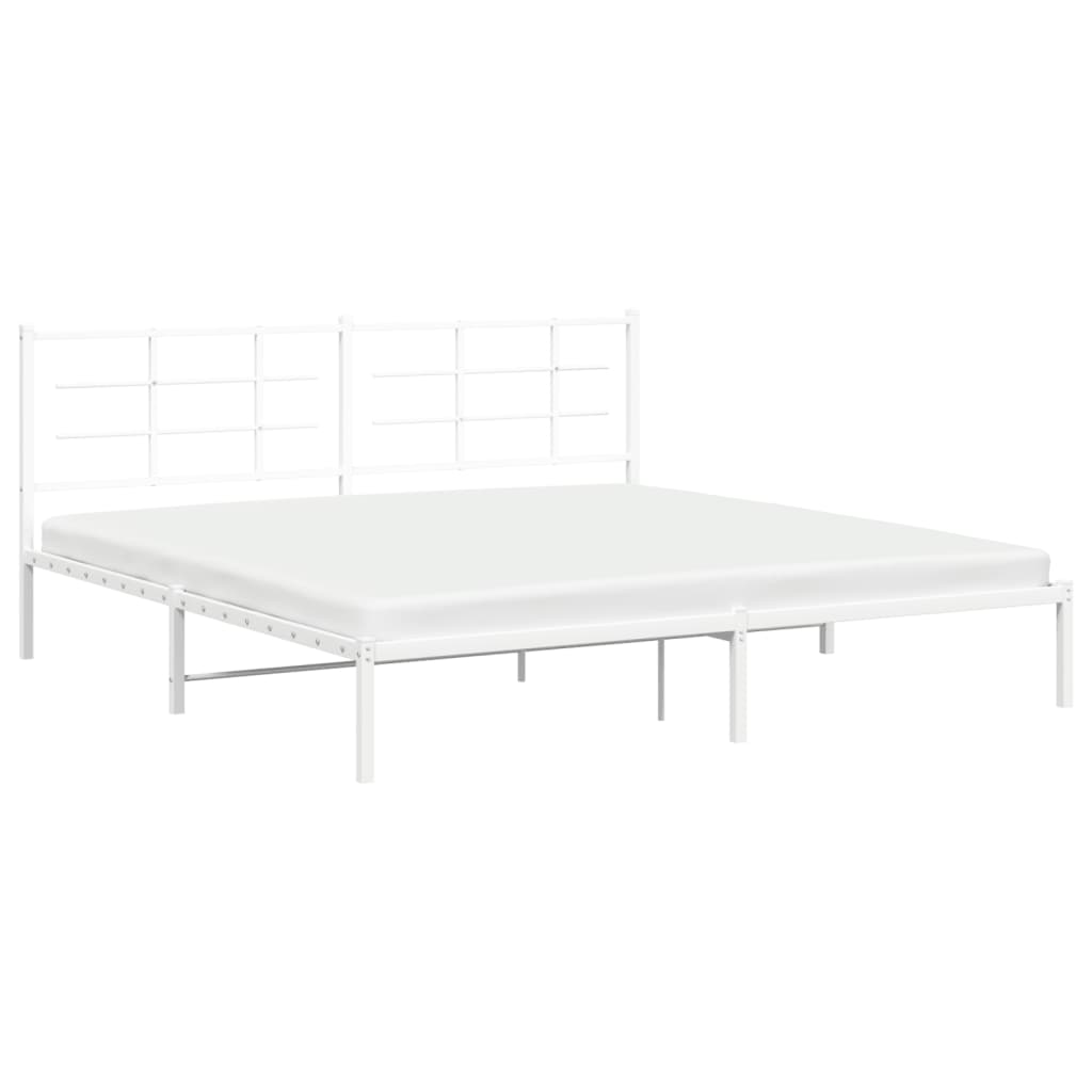 vidaXL Cadre de lit métal sans matelas et tête de lit blanc 200x200 cm