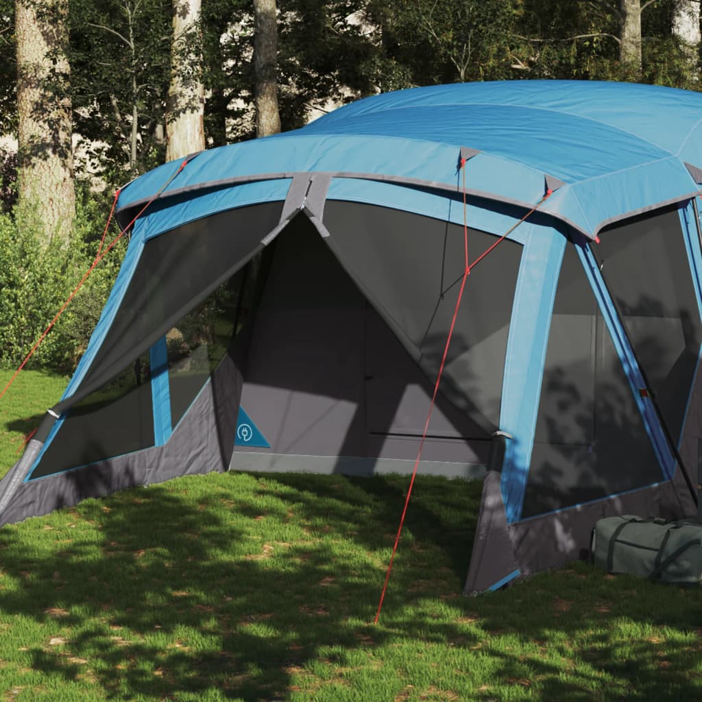 vidaXL Tente de camping avec porche 4 personnes bleu imperméable