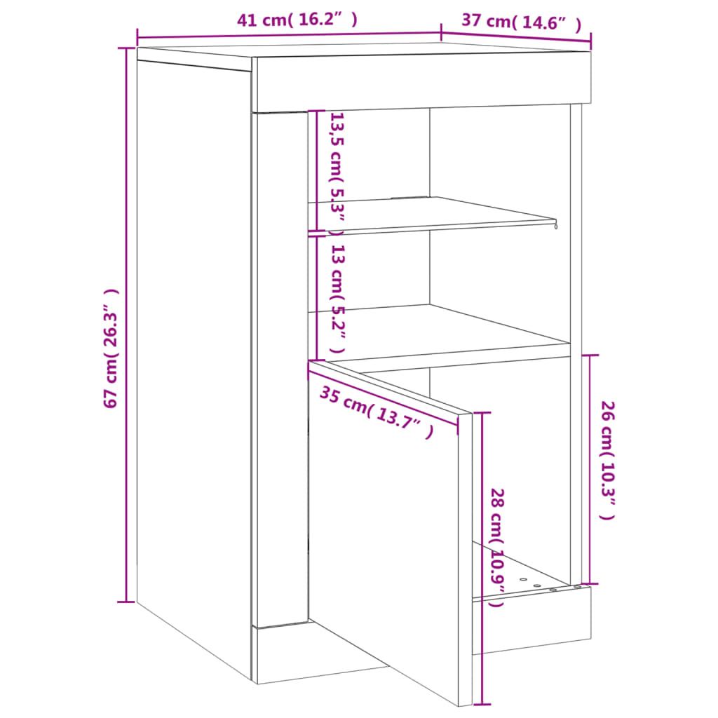 vidaXL Armoire latérale avec lumières LED noir bois d'ingénierie