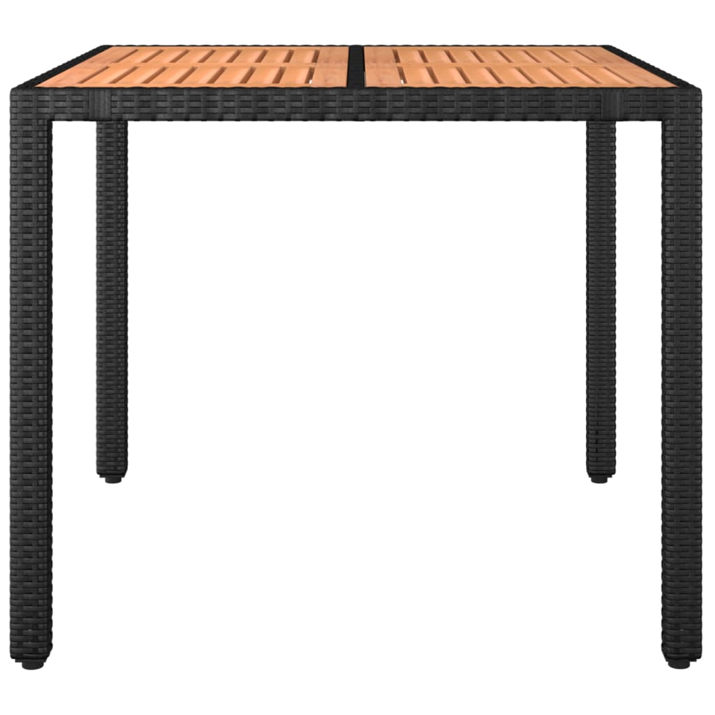 vidaXL Table de jardin plateau en bois Noir Résine tressée bois massif