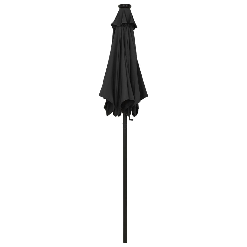 vidaXL Parasol de jardin avec lumières LED noir 200x211 cm aluminium