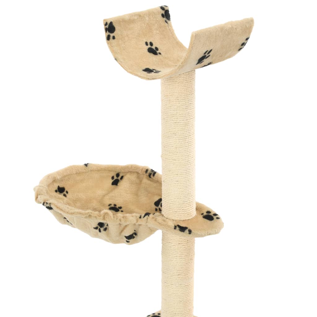 vidaXL Arbre à chat et griffoirs en sisal 105 cm Beige Motif de pattes