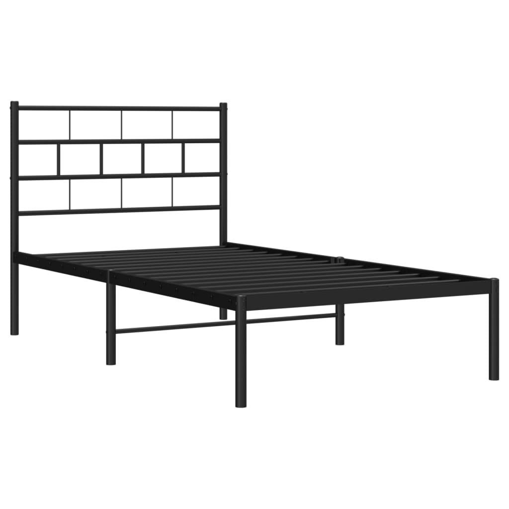 vidaXL Cadre de lit métal sans matelas avec tête de lit noir 100x190cm