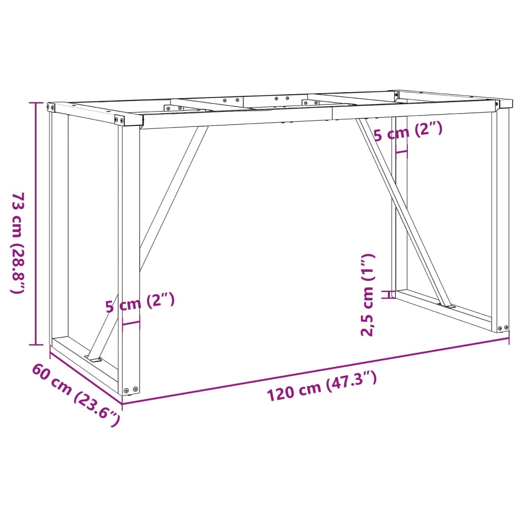 vidaXL Pieds de table à manger cadre en O 120x60x73 cm fonte