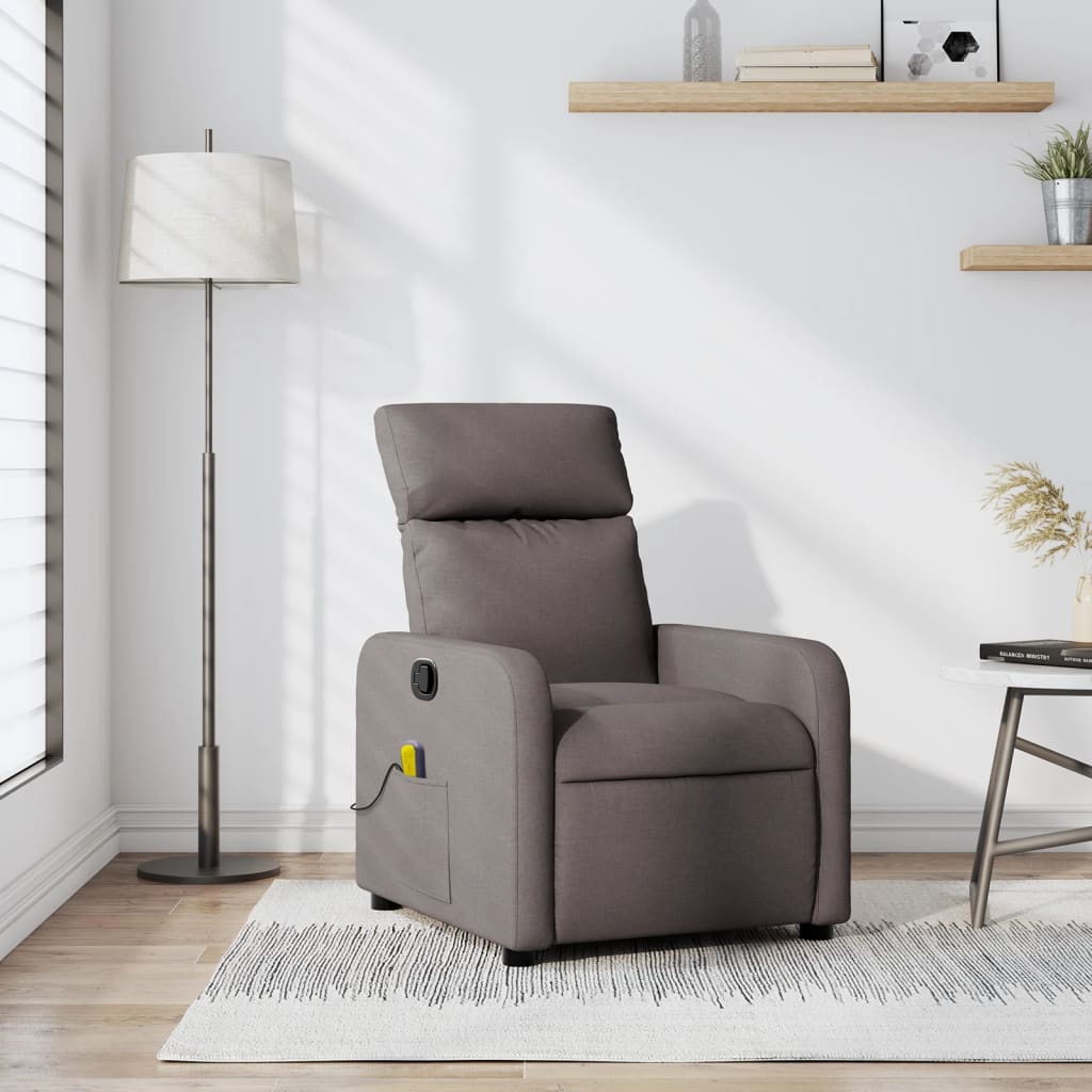 vidaXL Fauteuil de massage inclinable Taupe Tissu