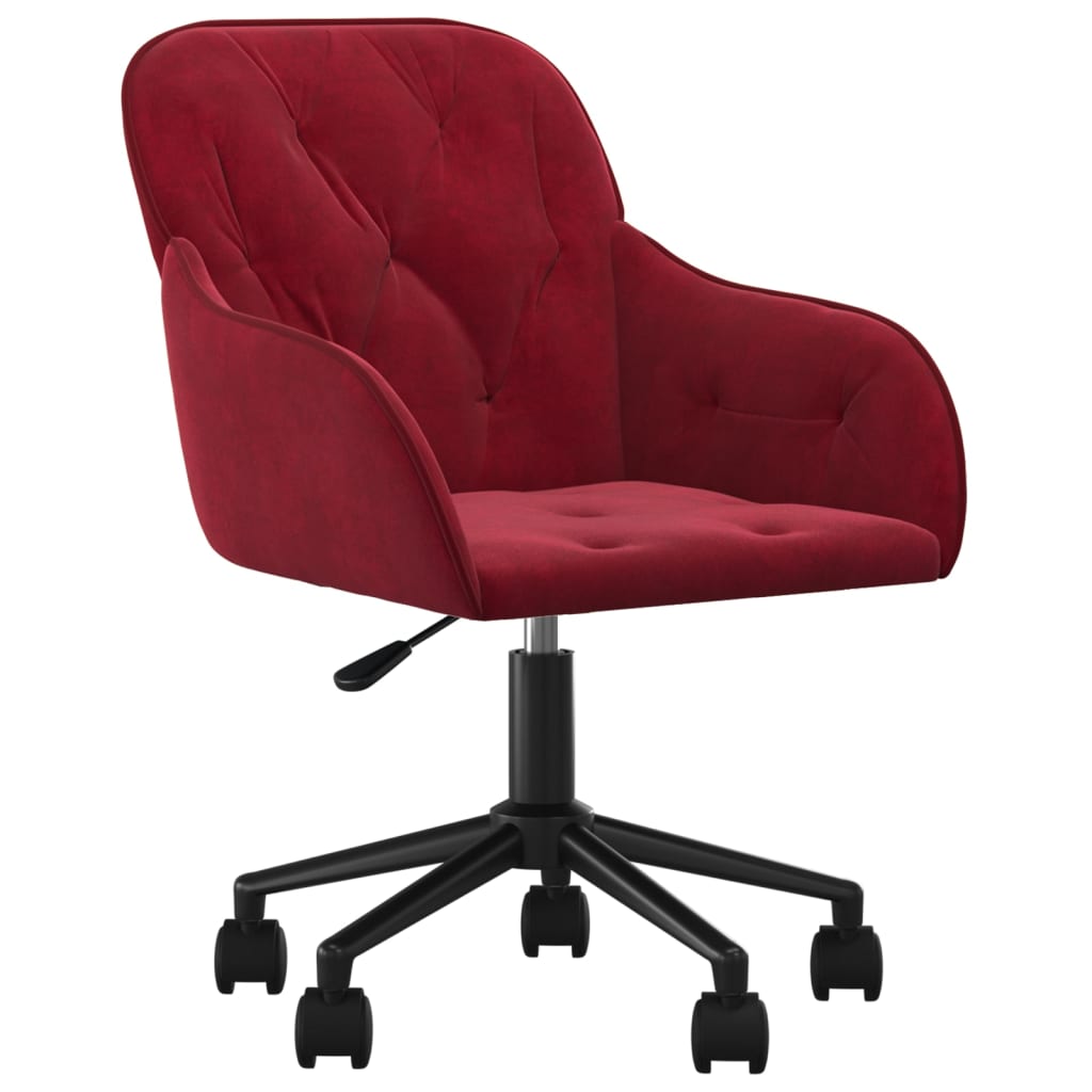 vidaXL Chaise pivotante de bureau Rouge bordeaux Velours