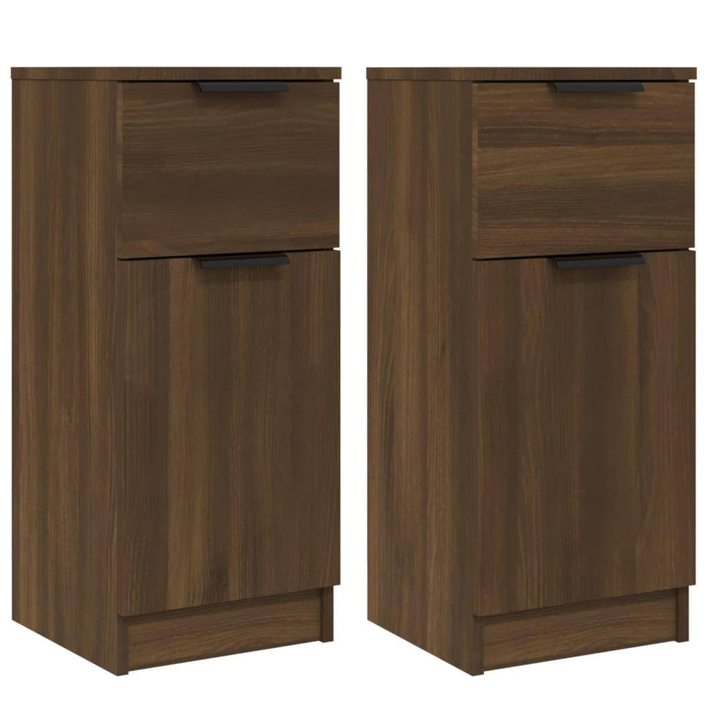 vidaXL Buffets 2 pcs chêne marron 30x30x70 cm Bois d'ingénierie