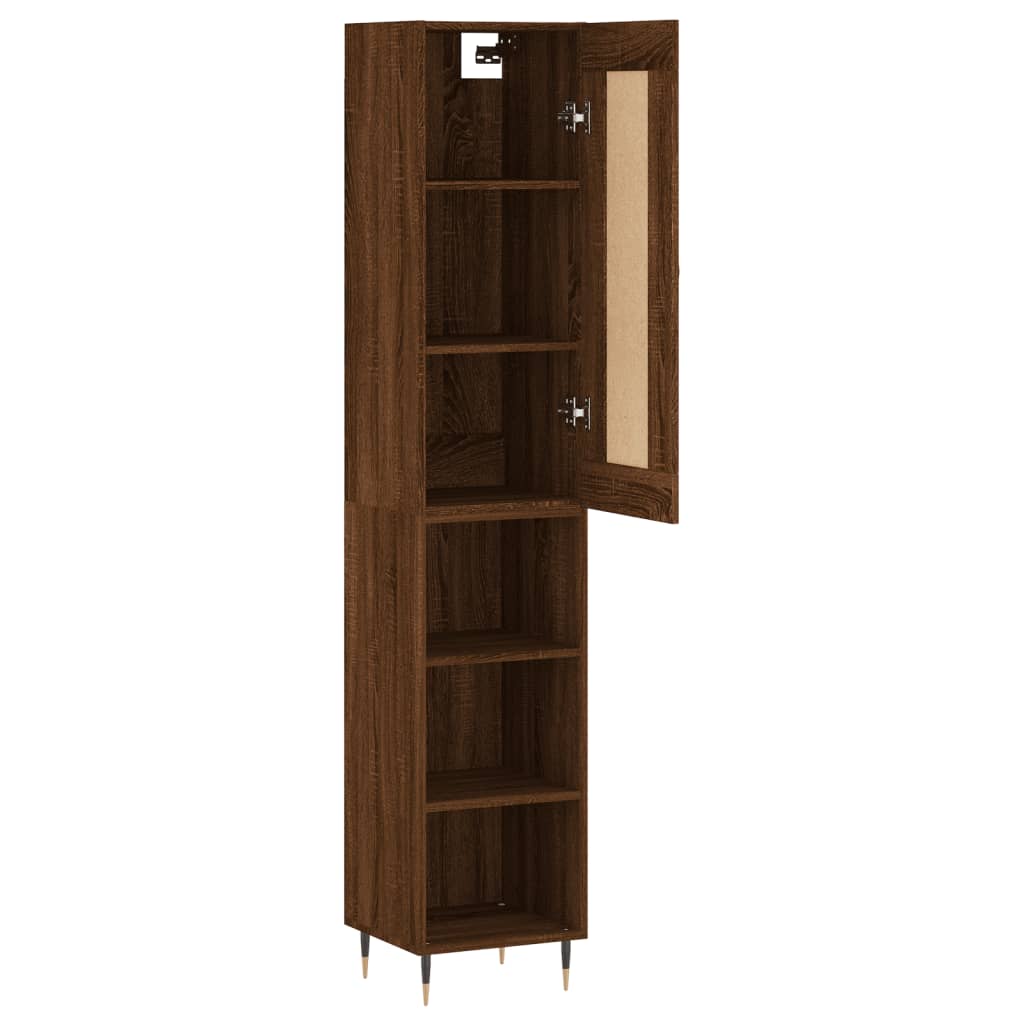 vidaXL Buffet haut Chêne marron 34,5x34x180 cm Bois d'ingénierie