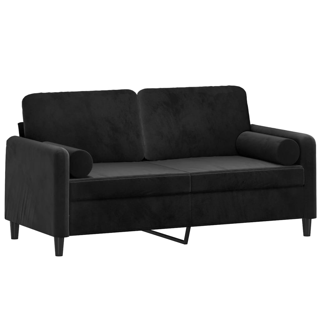 vidaXL Canapé 2 places avec oreillers décoratifs noir 140 cm velours