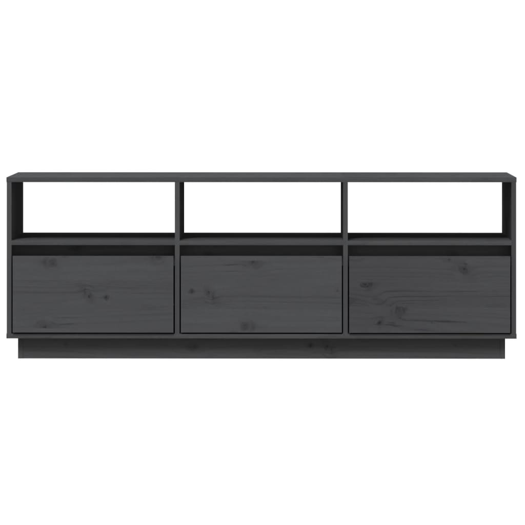 vidaXL Meuble TV Gris 140x37x50 cm Bois de pin massif