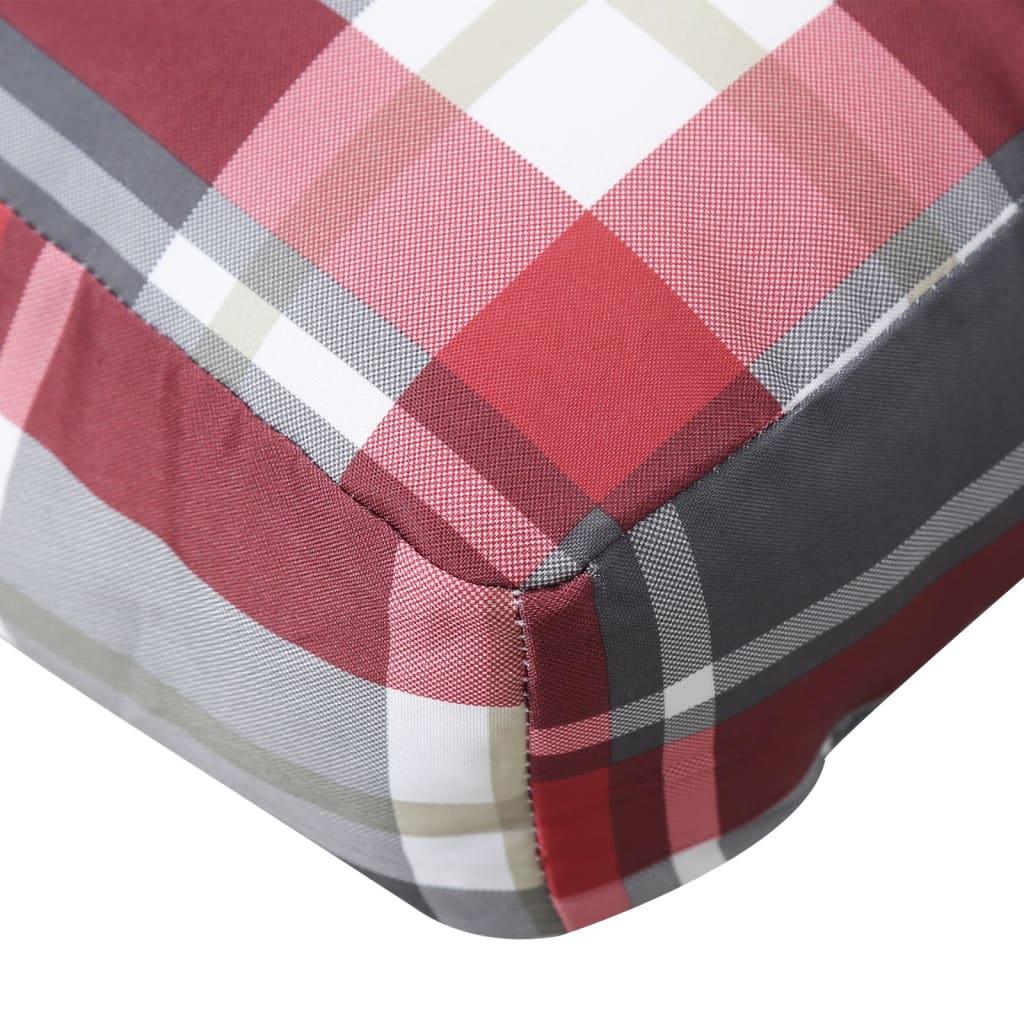 vidaXL Coussin de palette motif à carreaux rouge 50x40x12 cm tissu