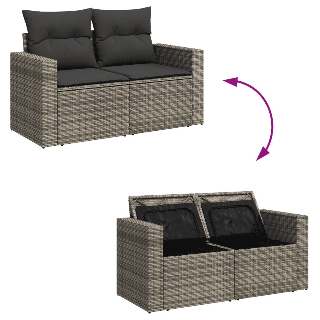 vidaXL Salon de jardin 5 pcs avec coussins gris résine tressée