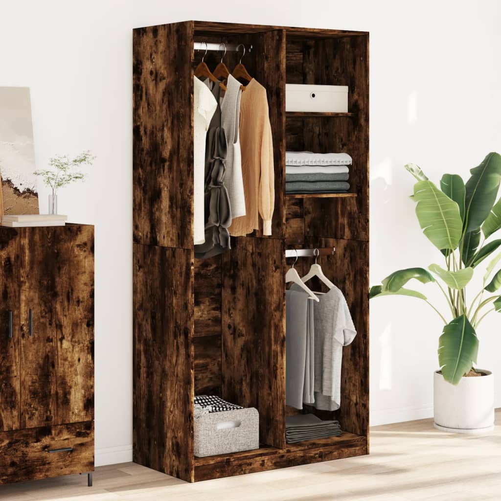 vidaXL Garde-robe chêne fumé 100x50x200 cm bois d'ingénierie