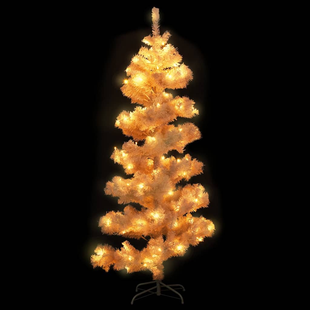 vidaXL Arbre de Noël hélicoïdal pré-éclairé et support blanc 180cm PVC